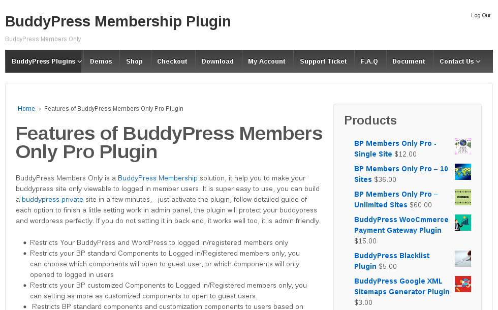 Subscriber or Customer User Role Menu Items