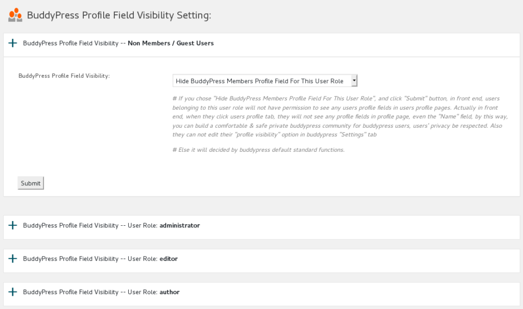 buddypress profile field visibility