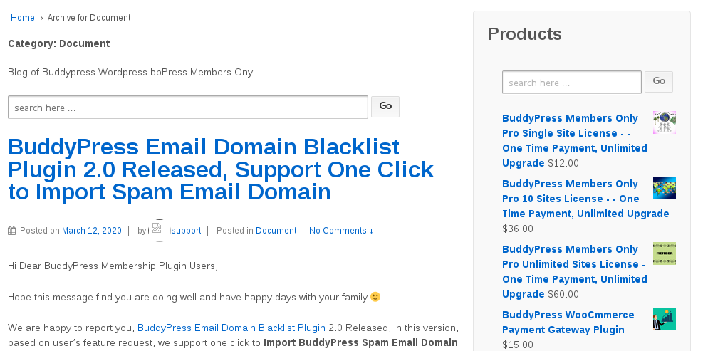 buddypress membership document search form