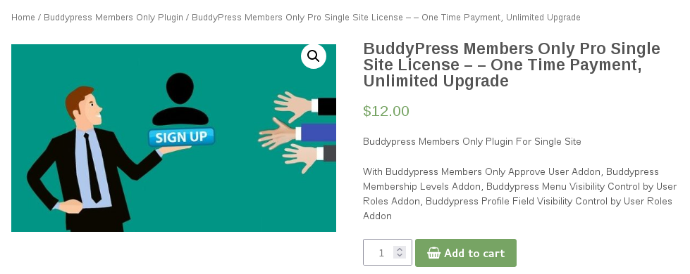 buddypress membership plugin product page