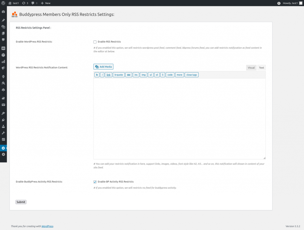 buddypress rss restriction