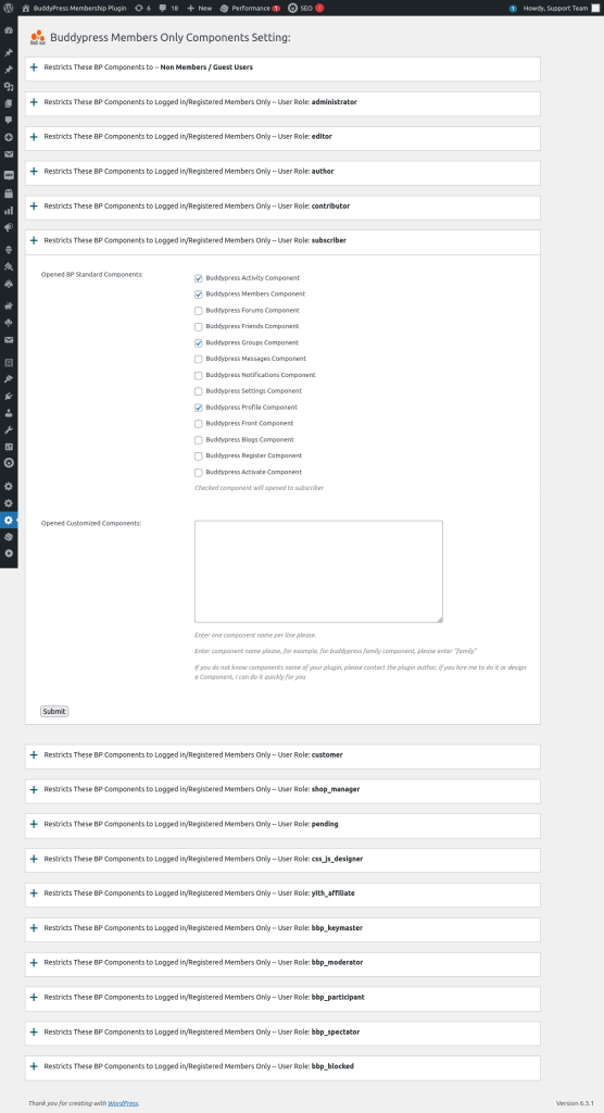 open buddypress compents for specific user roles.png